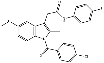 2-{1-[(4-chlorophenyl)carbonyl]-5-methoxy-2-methyl-1H-indol-3-yl}-N-(4-fluorophenyl)acetamide Struktur