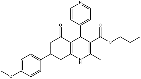 propyl 7-(4-methoxyphenyl)-2-methyl-5-oxo-4-(pyridin-4-yl)-1,4,5,6,7,8-hexahydroquinoline-3-carboxylate Struktur