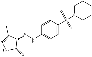 (4Z)-5-methyl-4-{2-[4-(piperidin-1-ylsulfonyl)phenyl]hydrazinylidene}-2,4-dihydro-3H-pyrazol-3-one Struktur