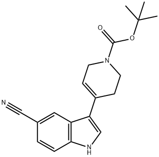 4-(5-Cyano-1H-indol-3-yl)-3,6-dihydro-2H-pyridine-1-carboxylic acid tert-butyl ester Struktur