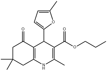 propyl 2,7,7-trimethyl-4-(5-methylfuran-2-yl)-5-oxo-1,4,5,6,7,8-hexahydroquinoline-3-carboxylate Struktur