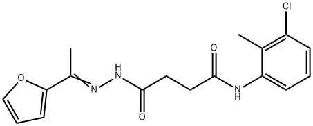 N-(3-chloro-2-methylphenyl)-4-{(2E)-2-[1-(furan-2-yl)ethylidene]hydrazinyl}-4-oxobutanamide Struktur