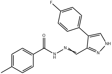 (E)-N'-((4-(4-fluorophenyl)-1H-pyrazol-3-yl)methylene)-4-methylbenzohydrazide Struktur