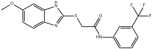 2-[(5-methoxy-1H-benzimidazol-2-yl)sulfanyl]-N-[3-(trifluoromethyl)phenyl]acetamide Struktur