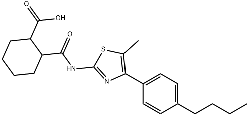 2-((4-(4-butylphenyl)-5-methylthiazol-2-yl)carbamoyl)cyclohexanecarboxylic acid Struktur