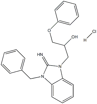 1H-Benzimidazole-1-ethanol, 2,3-dihydro-2-imino-alpha-(phenoxymethyl)-3-(phenylmethyl)- monohydrochloride Struktur