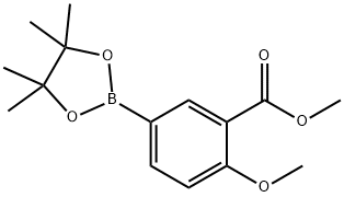 2-Methoxy-5-(4,4,5,5-tetramethyl-[1,3,2]dioxaborolan-2-yl)-benzoic acid methyl ester Struktur