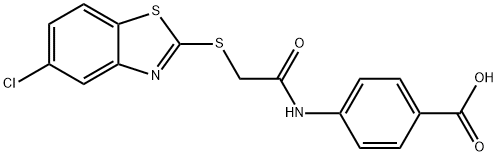 4-({[(5-chloro-1,3-benzothiazol-2-yl)sulfanyl]acetyl}amino)benzoic acid Struktur