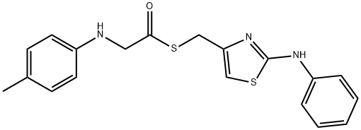 S-((2-(phenylimino)-2,3-dihydrothiazol-4-yl)methyl) 2-(p-tolylamino)ethanethioate Struktur