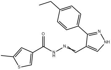 (E)-N'-((3-(4-ethylphenyl)-1H-pyrazol-4-yl)methylene)-5-methylthiophene-3-carbohydrazide Struktur