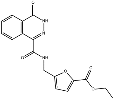 ethyl 5-({[(4-oxo-3,4-dihydrophthalazin-1-yl)carbonyl]amino}methyl)furan-2-carboxylate Struktur