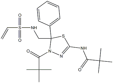 Propanamide, N-[4-(2,2-dimethyl-1-oxopropyl)-5-[[(ethenylsulfonyl)amino]methyl]-4,5-dihydro-5-phenyl-1,3,4-thiadiazol-2-yl]-2,2-dimethyl- Struktur