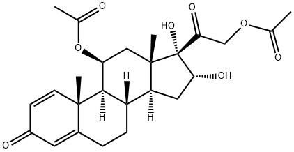 2-((8S,9S,10R,11S,13S,14S,16R,17S)-11-acetoxy-16,17-dihydroxy-10,13-dimethyl-3-oxo-6,7,8,9,10,11,12,13,14,15,16,17-dodecahydro-3H-cyclopenta[a]phenanthren-17-yl)-2-oxoethyl acetate Struktur