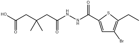 5-(2-(4-bromo-5-ethylthiophene-2-carbonyl)hydrazinyl)-3,3-dimethyl-5-oxopentanoic acid Struktur