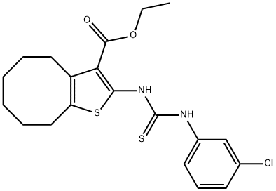 ethyl 2-(3-(3-chlorophenyl)thioureido)-4,5,6,7,8,9-hexahydrocycloocta[b]thiophene-3-carboxylate Struktur