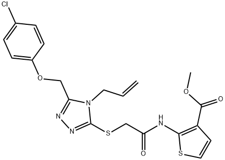 methyl 2-(2-((4-allyl-5-((4-chlorophenoxy)methyl)-4H-1,2,4-triazol-3-yl)thio)acetamido)thiophene-3-carboxylate Struktur