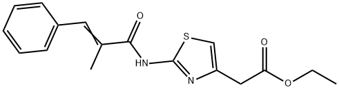 ethyl (2-{[(2E)-2-methyl-3-phenylprop-2-enoyl]amino}-1,3-thiazol-4-yl)acetate Struktur