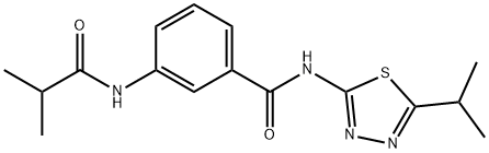 3-[(2-methylpropanoyl)amino]-N-[5-(propan-2-yl)-1,3,4-thiadiazol-2-yl]benzamide Struktur