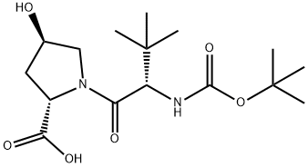 (2S,4R)-1-((S)-2-((tert-butoxycarbonyl)amino)-3,3-dimethylbutanoyl)-4-hydroxypyrrolidine-2-carboxylicacid Struktur