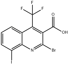 2-Bromo-8-iodo-4-(trifluoromethyl)quinoline-3-carboxylic acid Struktur