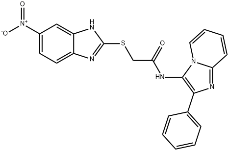 2-[(5-nitro-1H-benzimidazol-2-yl)sulfanyl]-N-(2-phenylimidazo[1,2-a]pyridin-3-yl)acetamide Struktur