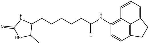 N-(1,2-dihydroacenaphthylen-5-yl)-6-(5-methyl-2-oxoimidazolidin-4-yl)hexanamide Struktur