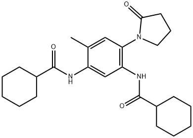 N,N'-[4-methyl-6-(2-oxopyrrolidin-1-yl)benzene-1,3-diyl]dicyclohexanecarboxamide Struktur