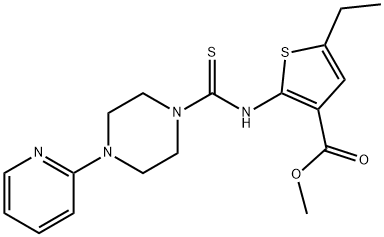 methyl 5-ethyl-2-(4-(pyridin-2-yl)piperazine-1-carbothioamido)thiophene-3-carboxylate Struktur