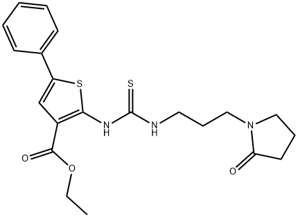 ethyl 2-(3-(3-(2-oxopyrrolidin-1-yl)propyl)thioureido)-5-phenylthiophene-3-carboxylate Struktur