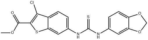 methyl 6-(3-(benzo[d][1,3]dioxol-5-yl)thioureido)-3-chlorobenzo[b]thiophene-2-carboxylate Struktur