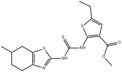 methyl 5-ethyl-2-(3-(6-methyl-4,5,6,7-tetrahydrobenzo[d]thiazol-2-yl)thioureido)thiophene-3-carboxylate Struktur