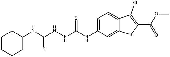 methyl 3-chloro-6-(2-(cyclohexylcarbamothioyl)hydrazinecarbothioamido)benzo[b]thiophene-2-carboxylate Struktur