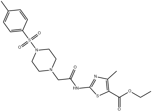 ethyl 4-methyl-2-(2-(4-tosylpiperazin-1-yl)acetamido)thiazole-5-carboxylate Struktur