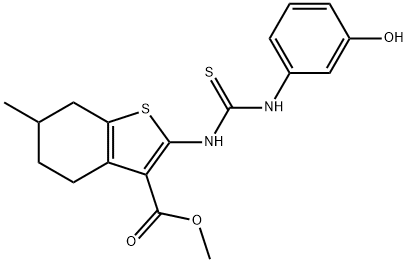 methyl 2-(3-(3-hydroxyphenyl)thioureido)-6-methyl-4,5,6,7-tetrahydrobenzo[b]thiophene-3-carboxylate Struktur