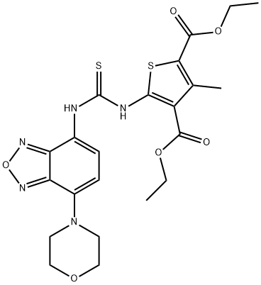 diethyl 3-methyl-5-(3-(7-morpholinobenzo[c][1,2,5]oxadiazol-4-yl)thioureido)thiophene-2,4-dicarboxylate Struktur