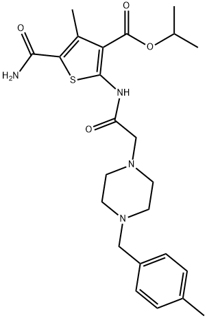 isopropyl 5-carbamoyl-4-methyl-2-(2-(4-(4-methylbenzyl)piperazin-1-yl)acetamido)thiophene-3-carboxylate Struktur