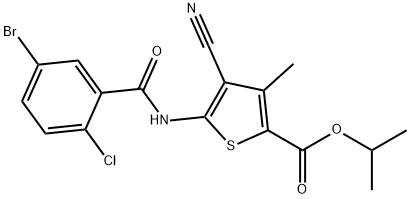 isopropyl 5-(5-bromo-2-chlorobenzamido)-4-cyano-3-methylthiophene-2-carboxylate Struktur