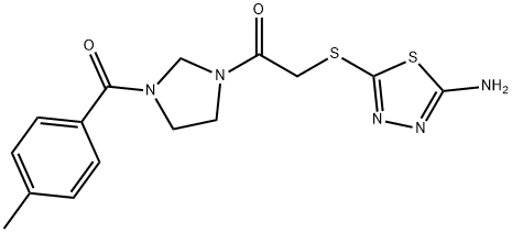 2-[(5-amino-1,3,4-thiadiazol-2-yl)sulfanyl]-1-{3-[(4-methylphenyl)carbonyl]imidazolidin-1-yl}ethanone Struktur