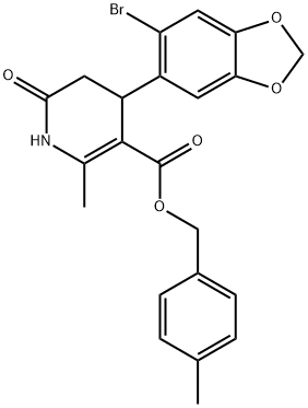 4-methylbenzyl 4-(6-bromobenzo[d][1,3]dioxol-5-yl)-2-methyl-6-oxo-1,4,5,6-tetrahydropyridine-3-carboxylate Struktur