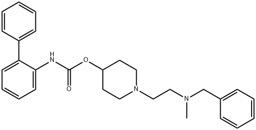 1-(2-(3-((4-carbamoylpiperidin-1-yl)methyl)-N-methylbenzamido)ethyl)piperidin-4-yl [1,1'-biphenyl]-2-ylcarbamate Struktur