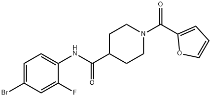 N-(4-bromo-2-fluorophenyl)-1-(furan-2-ylcarbonyl)piperidine-4-carboxamide Struktur