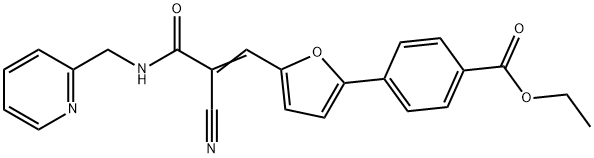 (E)-ethyl 4-(5-(2-cyano-3-oxo-3-((pyridin-2-ylmethyl)amino)prop-1-en-1-yl)furan-2-yl)benzoate Struktur