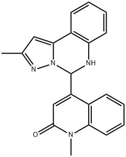 1-methyl-4-(2-methyl-5,6-dihydropyrazolo[1,5-c]quinazolin-5-yl)quinolin-2(1H)-one Struktur