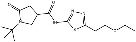 1-tert-butyl-N-[5-(2-ethoxyethyl)-1,3,4-thiadiazol-2-yl]-5-oxopyrrolidine-3-carboxamide Struktur