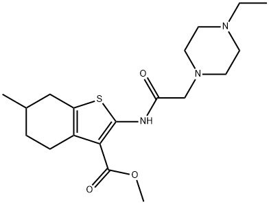 methyl 2-(2-(4-ethylpiperazin-1-yl)acetamido)-6-methyl-4,5,6,7-tetrahydrobenzo[b]thiophene-3-carboxylate Struktur