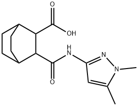 3-((1,5-dimethyl-1H-pyrazol-3(2H)-ylidene)carbamoyl)bicyclo[2.2.2]octane-2-carboxylic acid Struktur