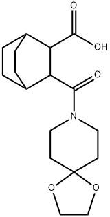 3-(1,4-dioxa-8-azaspiro[4.5]decane-8-carbonyl)bicyclo[2.2.2]octane-2-carboxylic acid Struktur