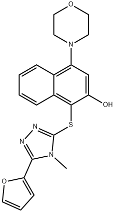 1-{[5-(2-furyl)-4-methyl-4H-1,2,4-triazol-3-yl]sulfanyl}-4-(4-morpholinyl)-2-naphthol Structure