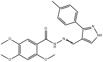 (E)-2,4,5-trimethoxy-N'-((3-(p-tolyl)-1H-pyrazol-4-yl)methylene)benzohydrazide Struktur