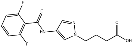 4-(4-(2,6-difluorobenzamido)-1H-pyrazol-1-yl)butanoic acid Struktur